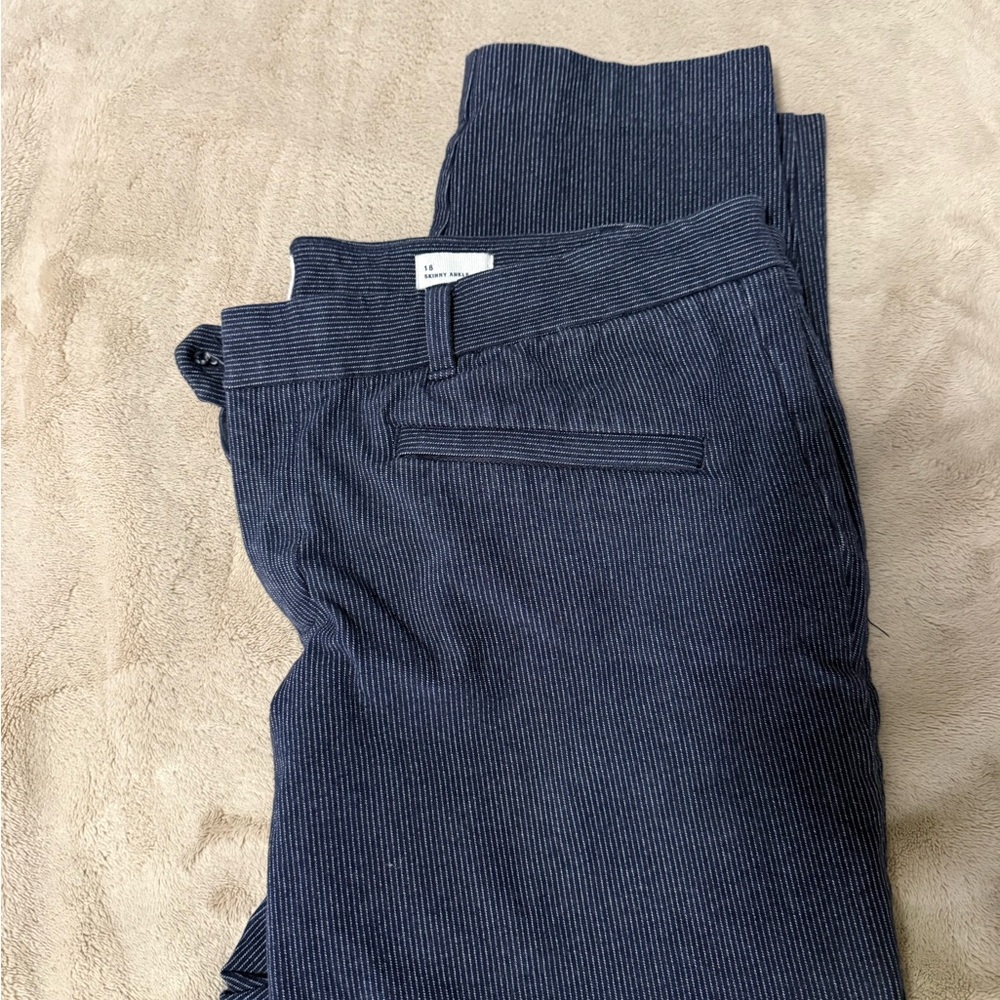 GAP Dark Blue and White Pinstripe Trousers